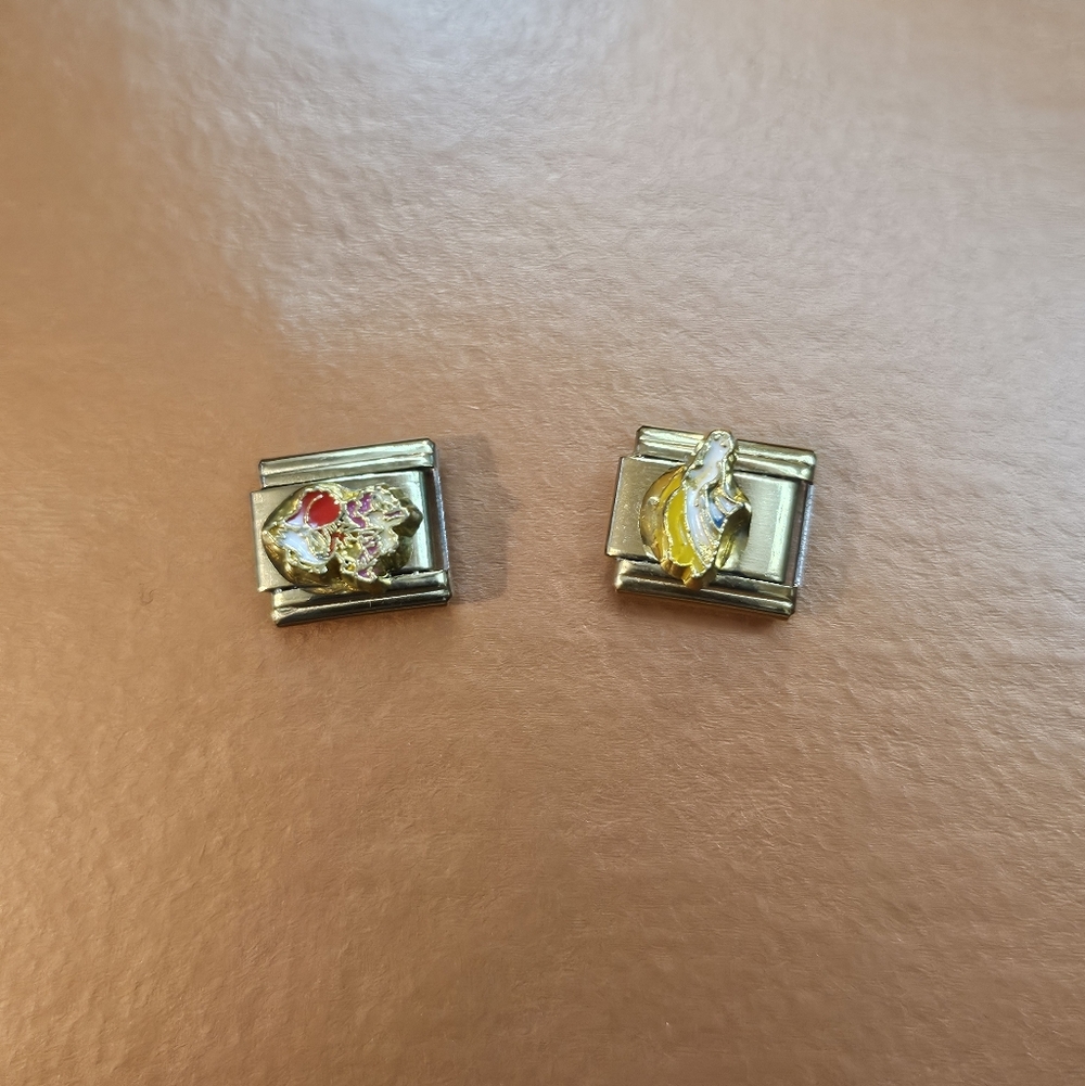 2 Gold Charm Links For Italin Charm Bracelets Stainless Steel